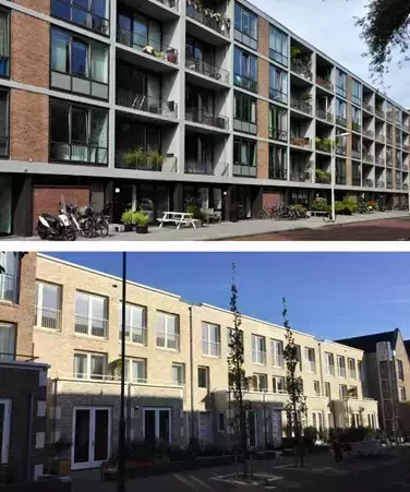 Voorbeelden van gebouwen in één stijl.