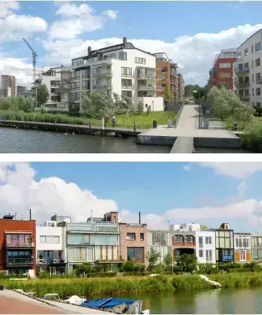 Voorbeelden van gebouwen in verschillende stijlen.