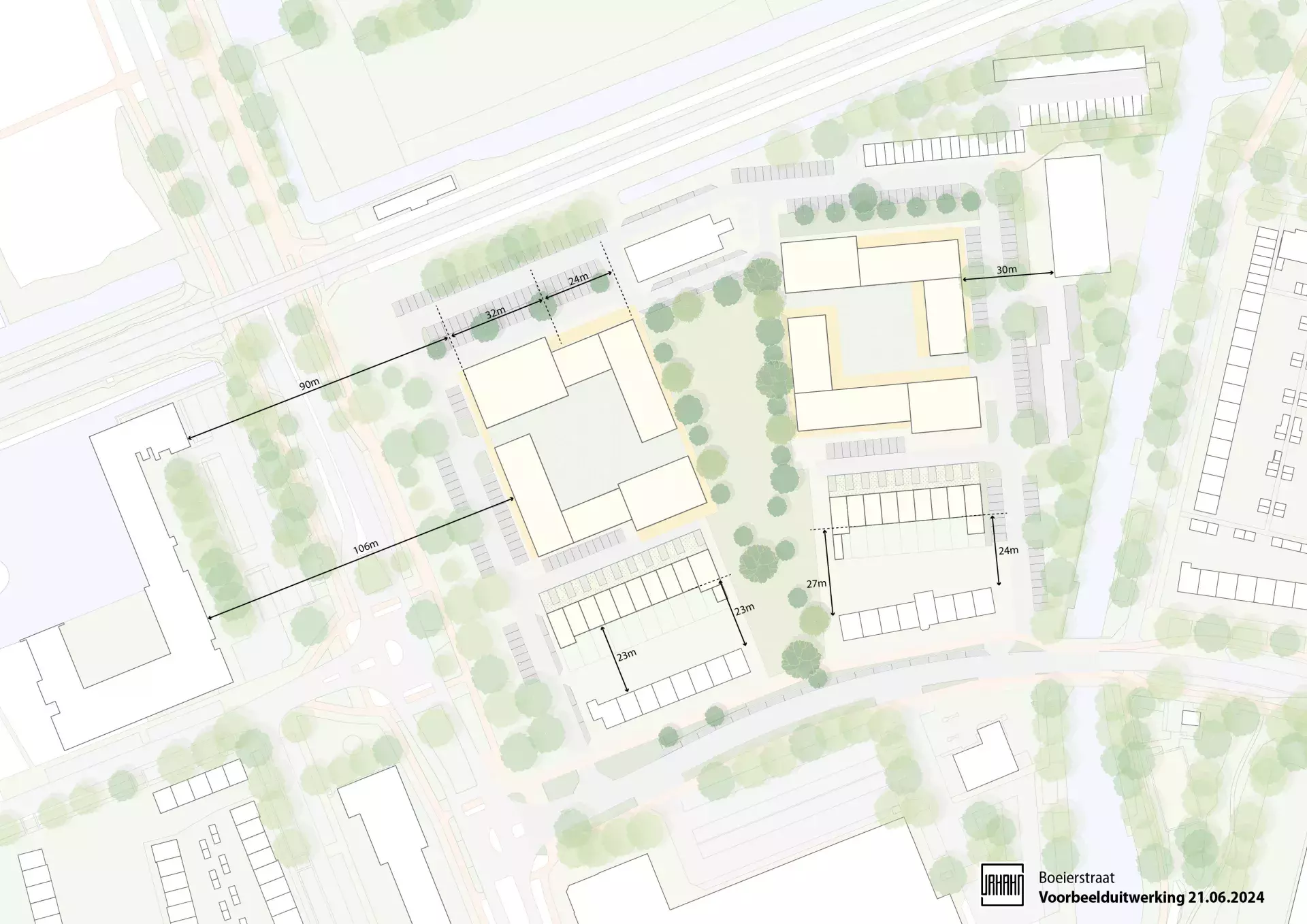 De plankaart van het eerste plan omgeving boeierstraat